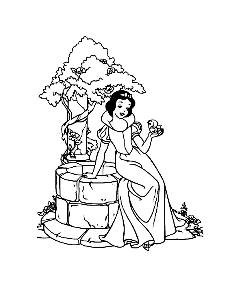 dessin à colorier de princesse blanche neige à imprimer