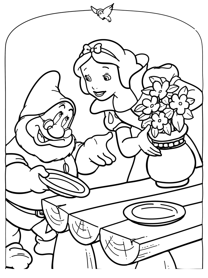 coloriage  dessiner blanche neige et les sept nains a imprimer