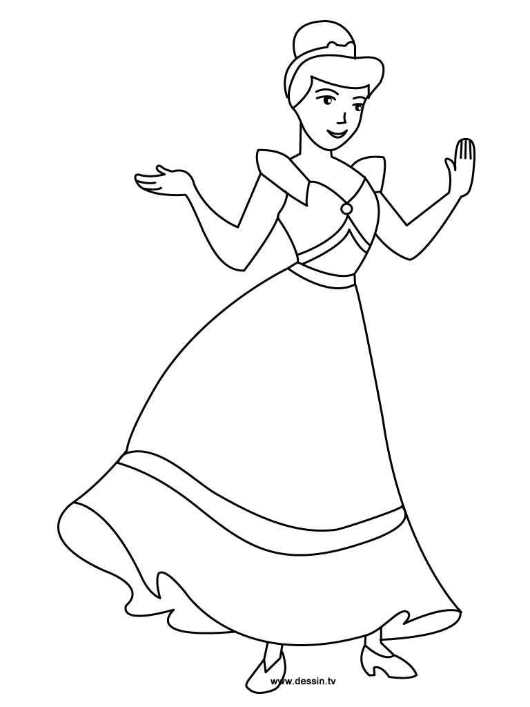 dessin à colorier princesse cendrillon à imprimer