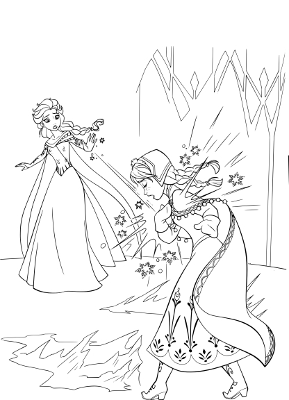 coloriage  dessiner princesse elsa et anna