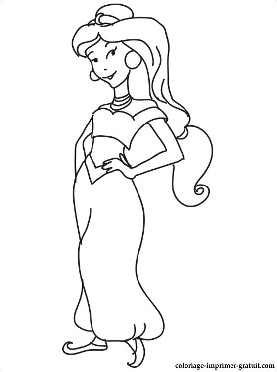 coloriage à dessiner princesse jasmine et aladdin