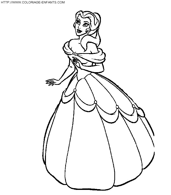 coloriage princesse la belle et la bete a imprimer