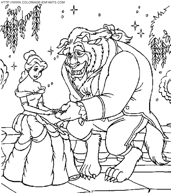 coloriage princesse la belle et la bete