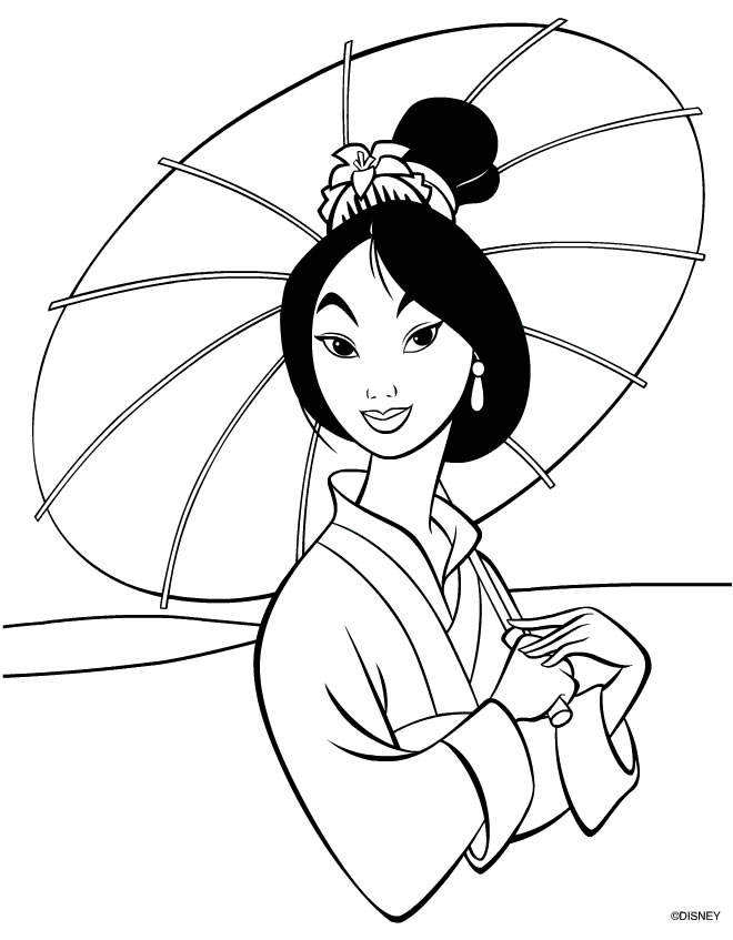 dessin à colorier de princesse mulan