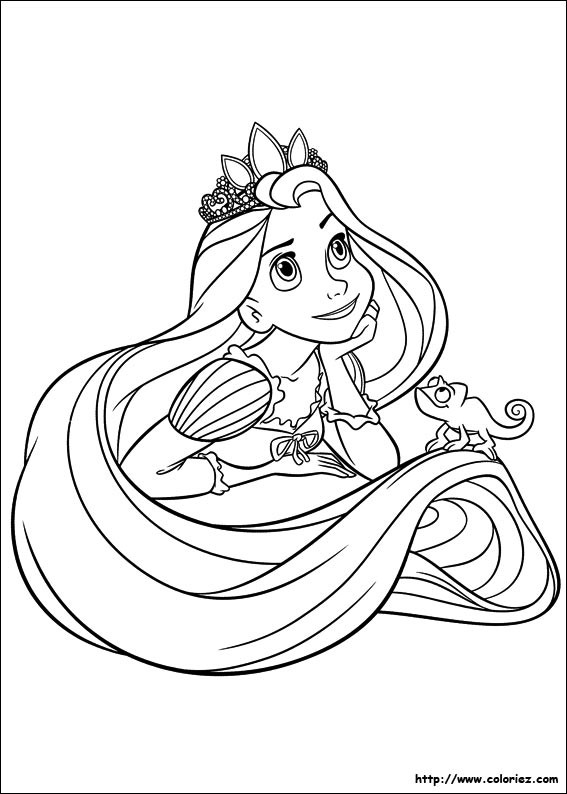 dessin à colorier princesse raiponce barbie