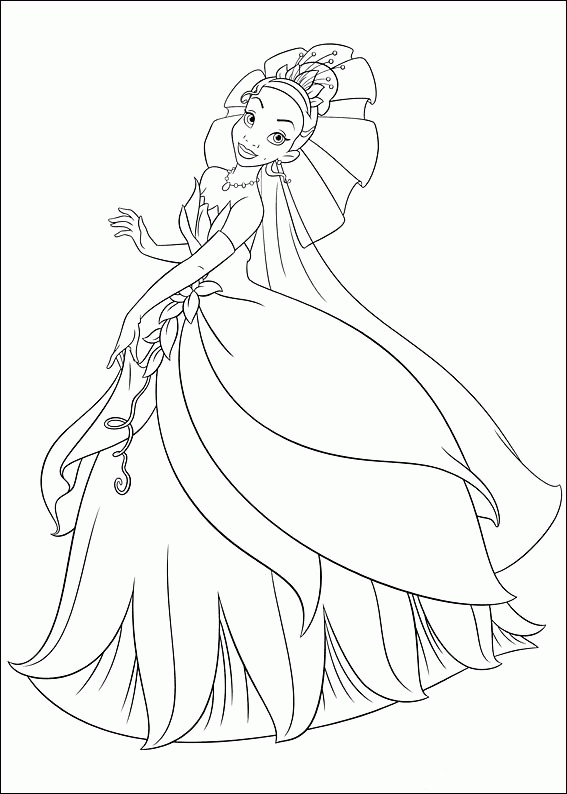 coloriage  dessiner princesse tiana grenouille