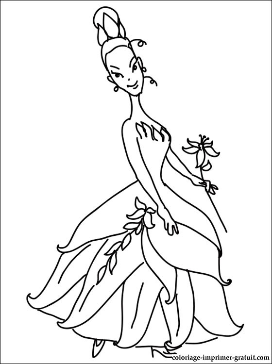 coloriage à dessiner princesse tiana