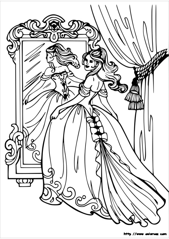 coloriage de princesse avec un cheval