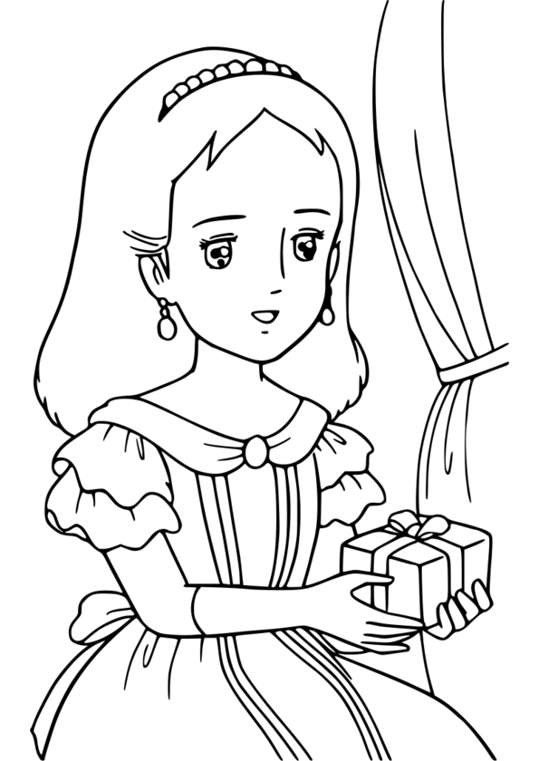 coloriage princesse format a4 Voir le dessin