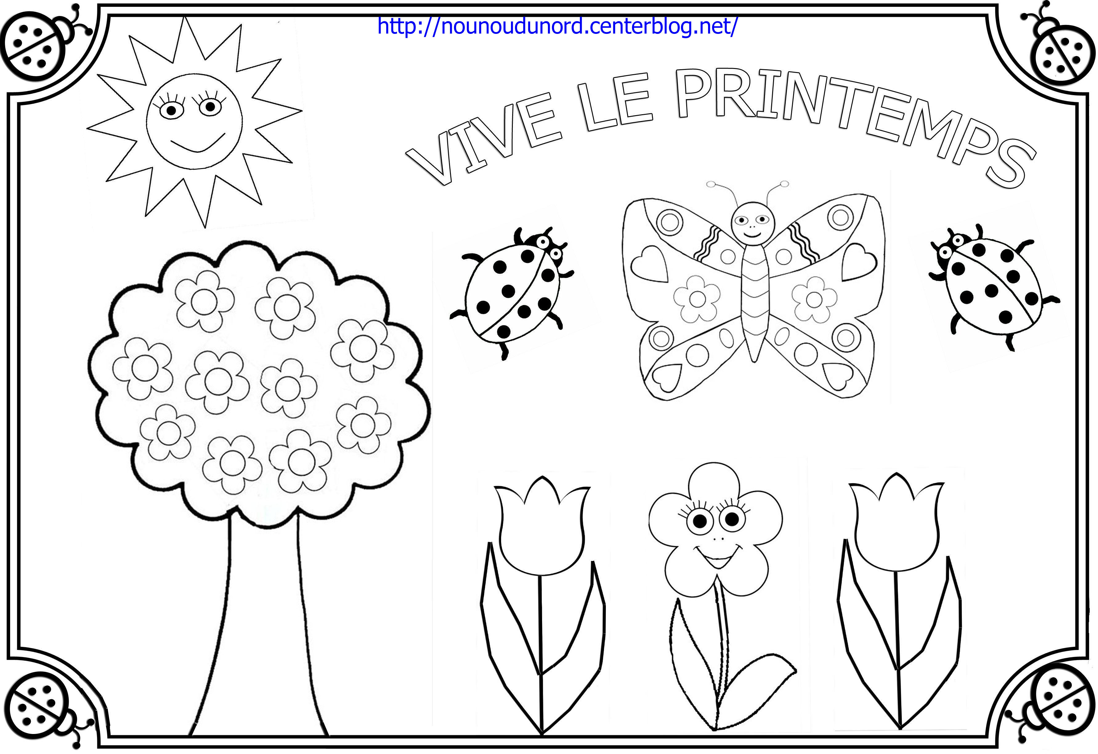 Coloriages Printemps Coloriage Bonjour les enfants coloriage printemps maternelle