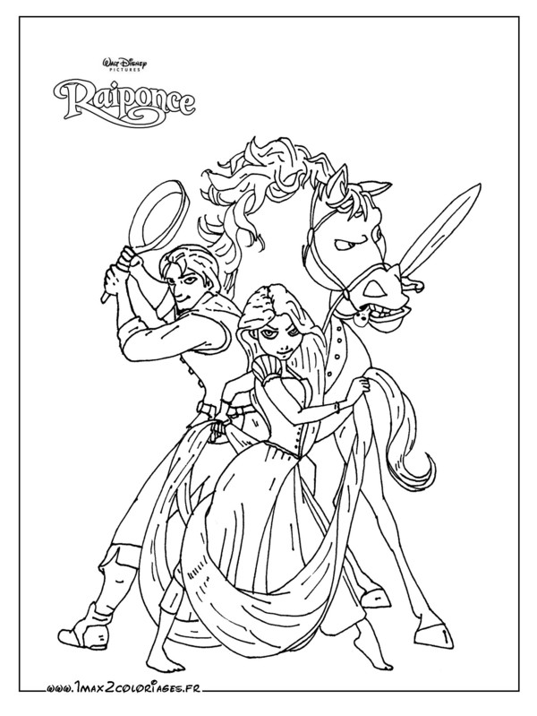 19 dessins de coloriage Raiponce Et Son Prince à imprimer