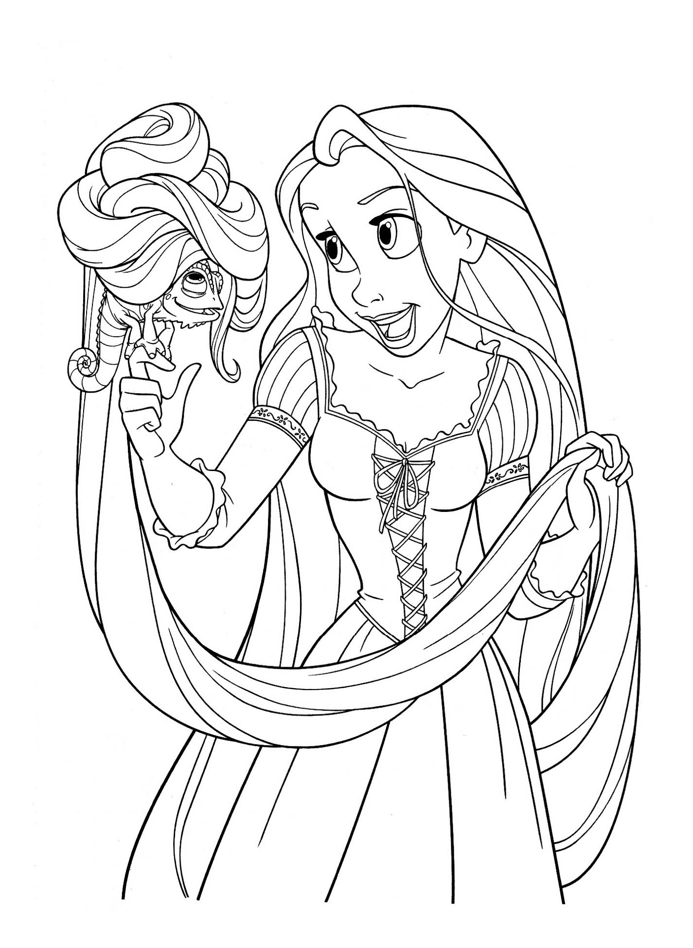 coloriage   dessiner raiponce avec modele