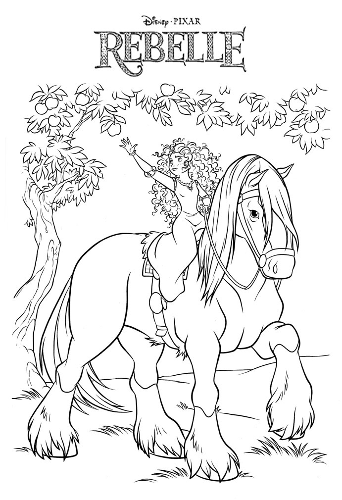 coloriage à dessiner rebelle et son cheval