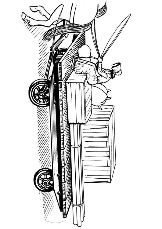 coloriage tracteur remorque foin