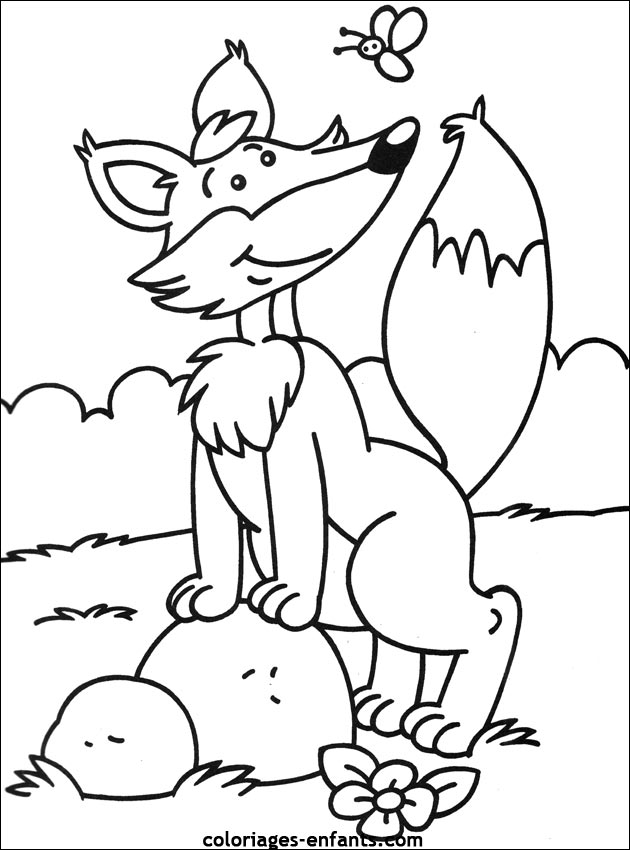 coloriage à dessiner le renard et le bouc