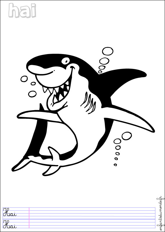 coloriage à dessiner de requin blanc a imprimer