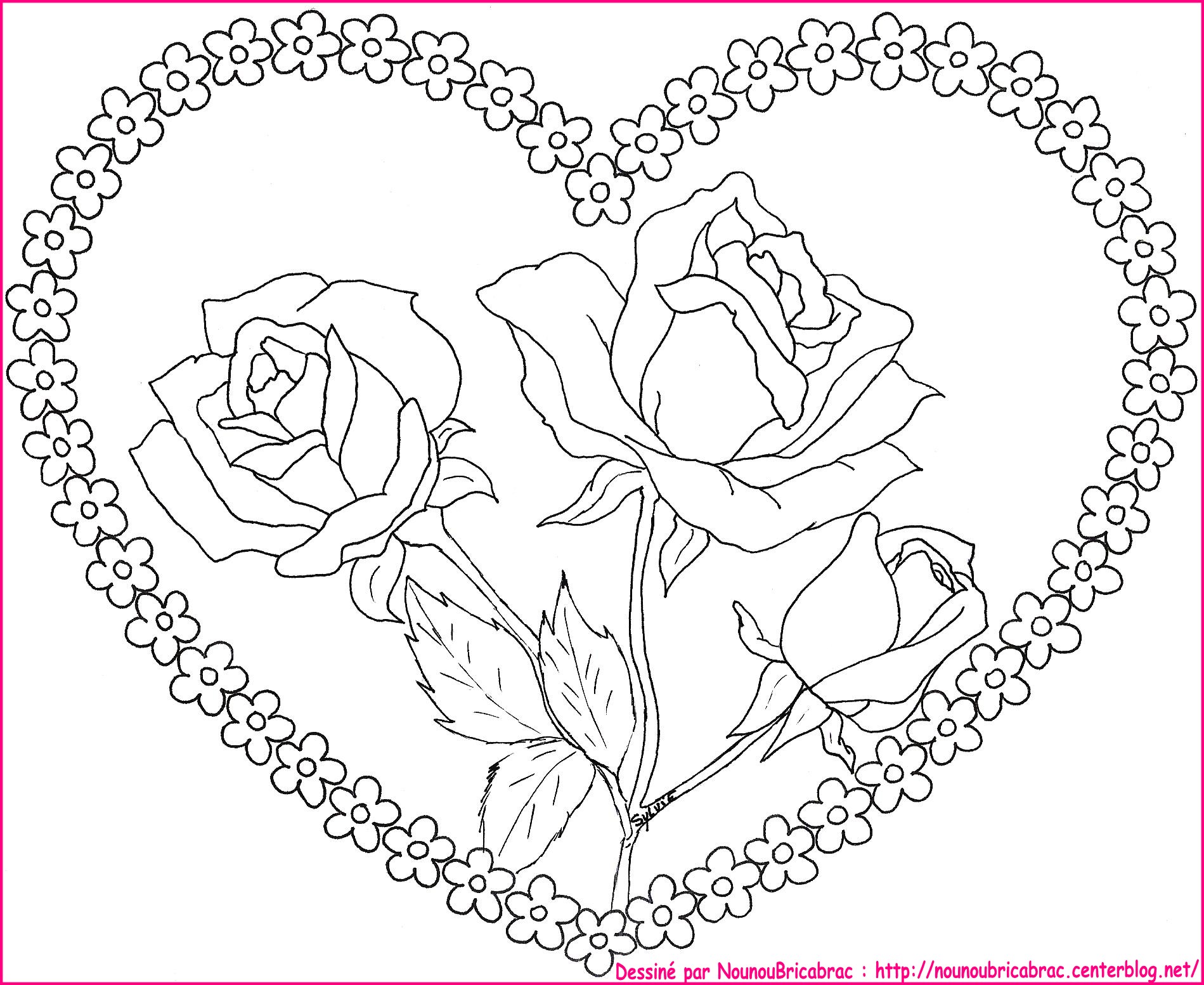 coloriage  dessiner fleur rose imprim