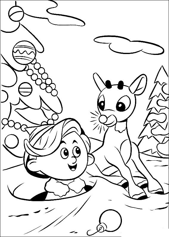 coloriage a dessiner rudolph petit renne nez rouge