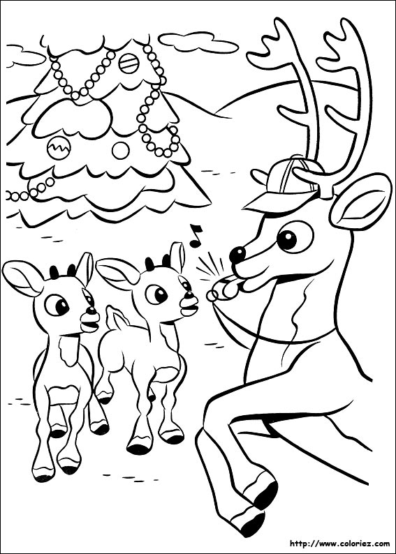 coloriage � dessiner rudolph le renne au nez rouge