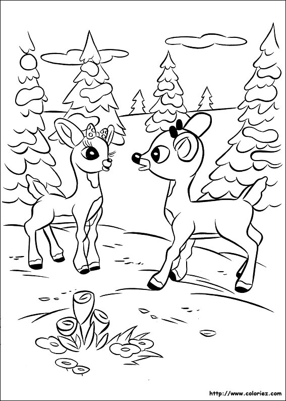 coloriage rudolph le renne au nez rouge