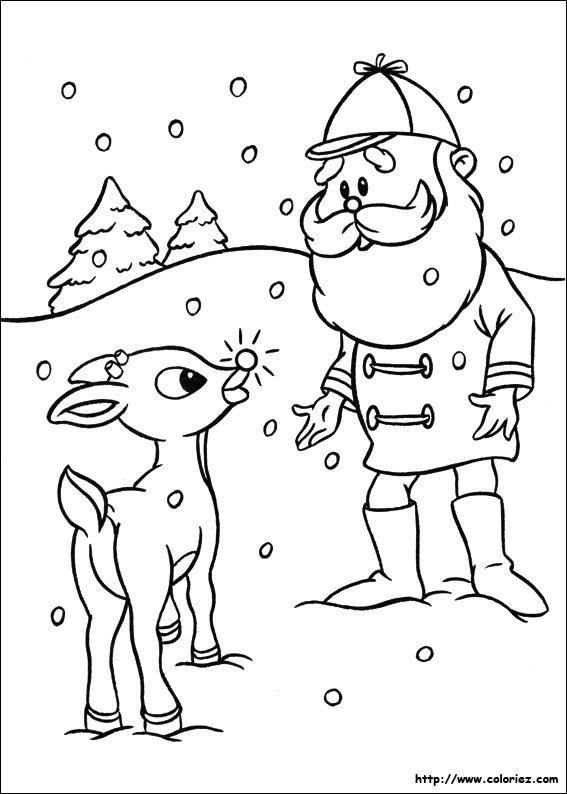 coloriage rudolph renne nez rouge