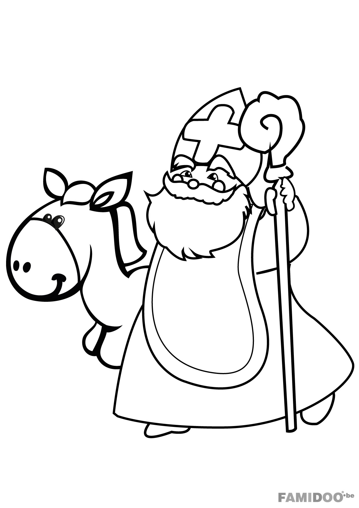 coloriage à dessiner saint nicolas et pÃ¨re fouettard