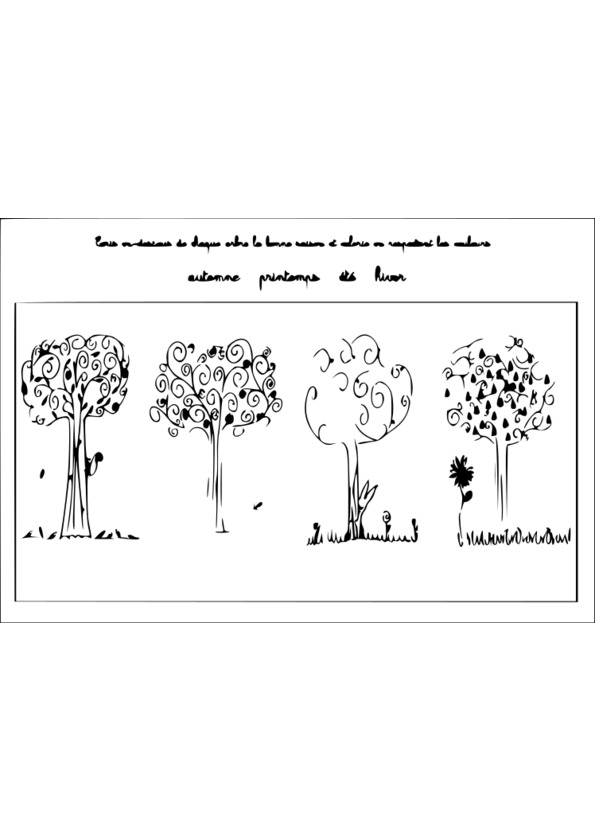 coloriage arbre 4 saisons