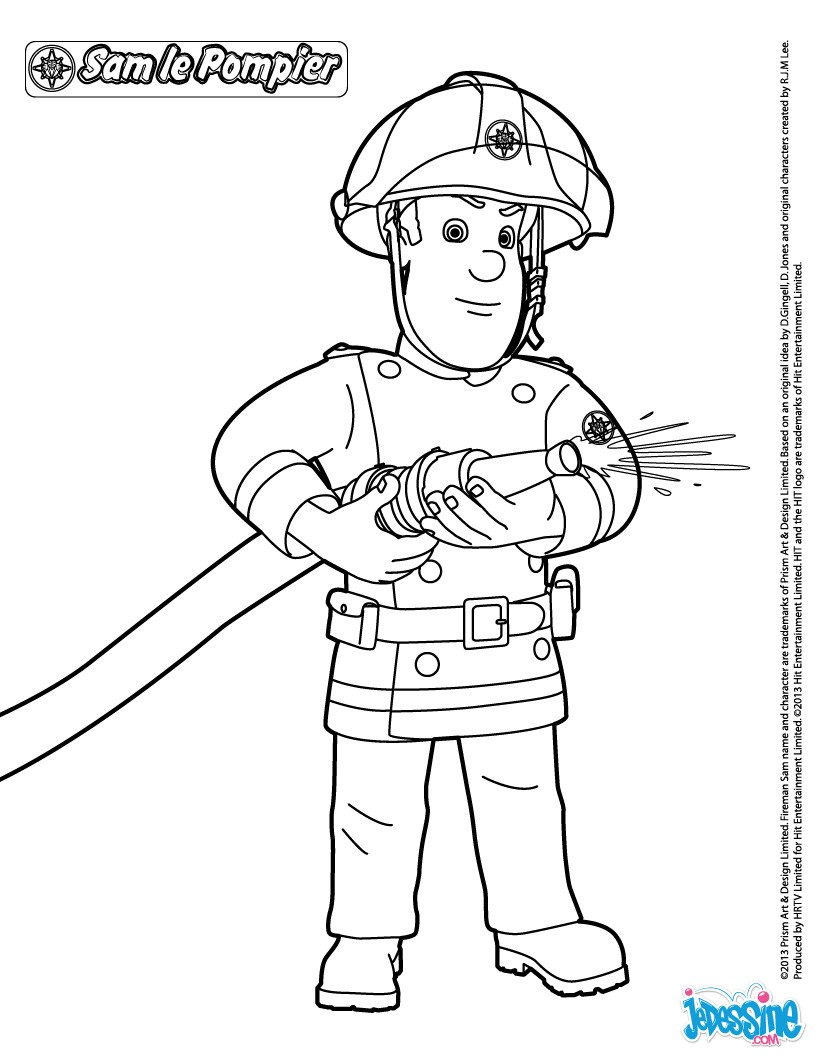 coloriage à dessiner de sam le pompier