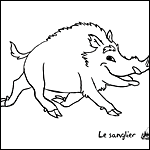 coloriage chasseur de sanglier