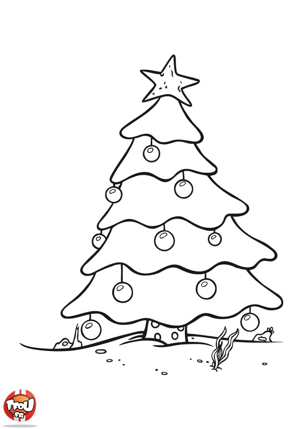 dessin a colorier sapin de noel et cadeaux