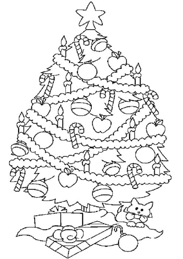 coloriage à dessiner sapin de noel avec des cadeaux