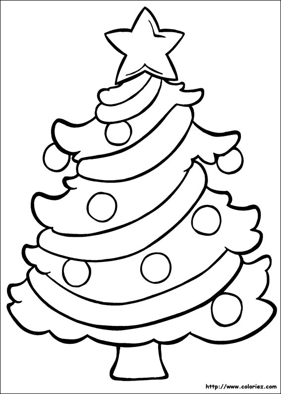 dessin à colorier sapin de noel et cadeaux