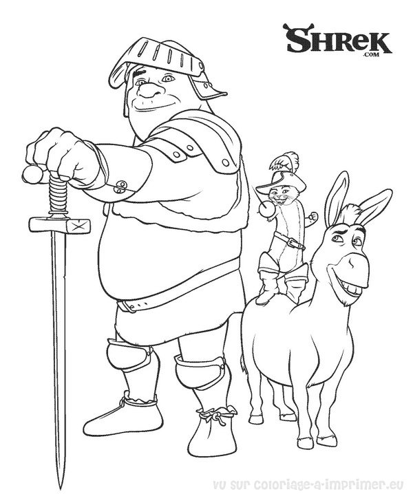 dessin à colorier a imprimer shrek et fiona