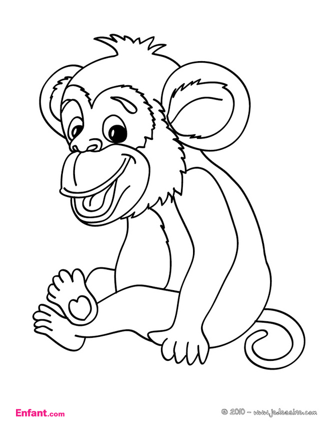 dessin à colorier singe cirque