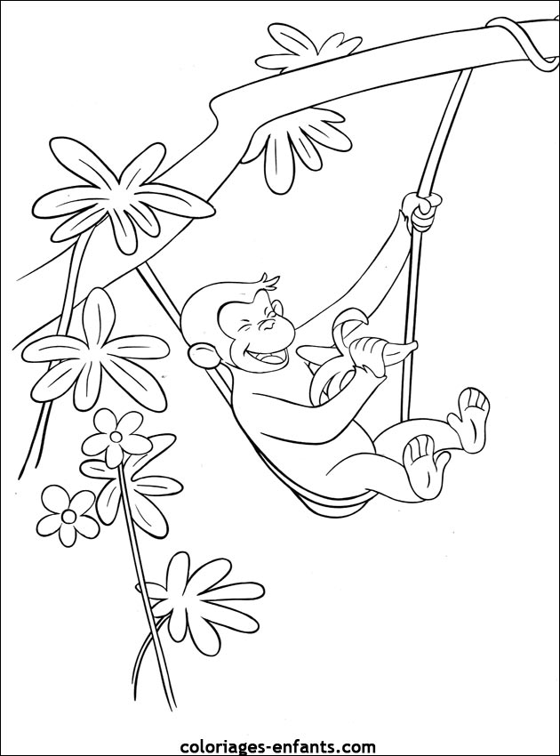 dessin à colorier singe rigolo