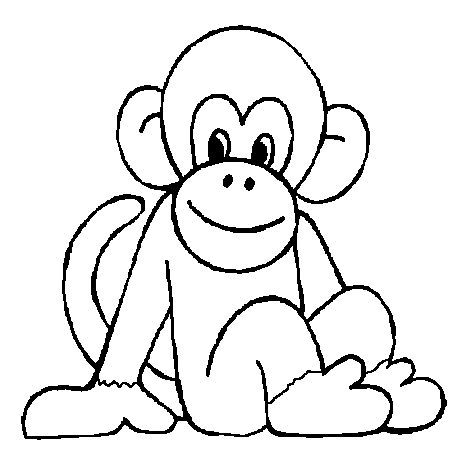 dessin à colorier singe banane