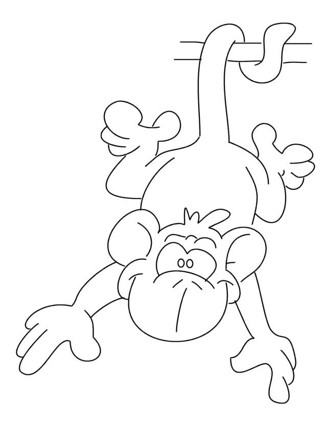 coloriage à dessiner singe arbre