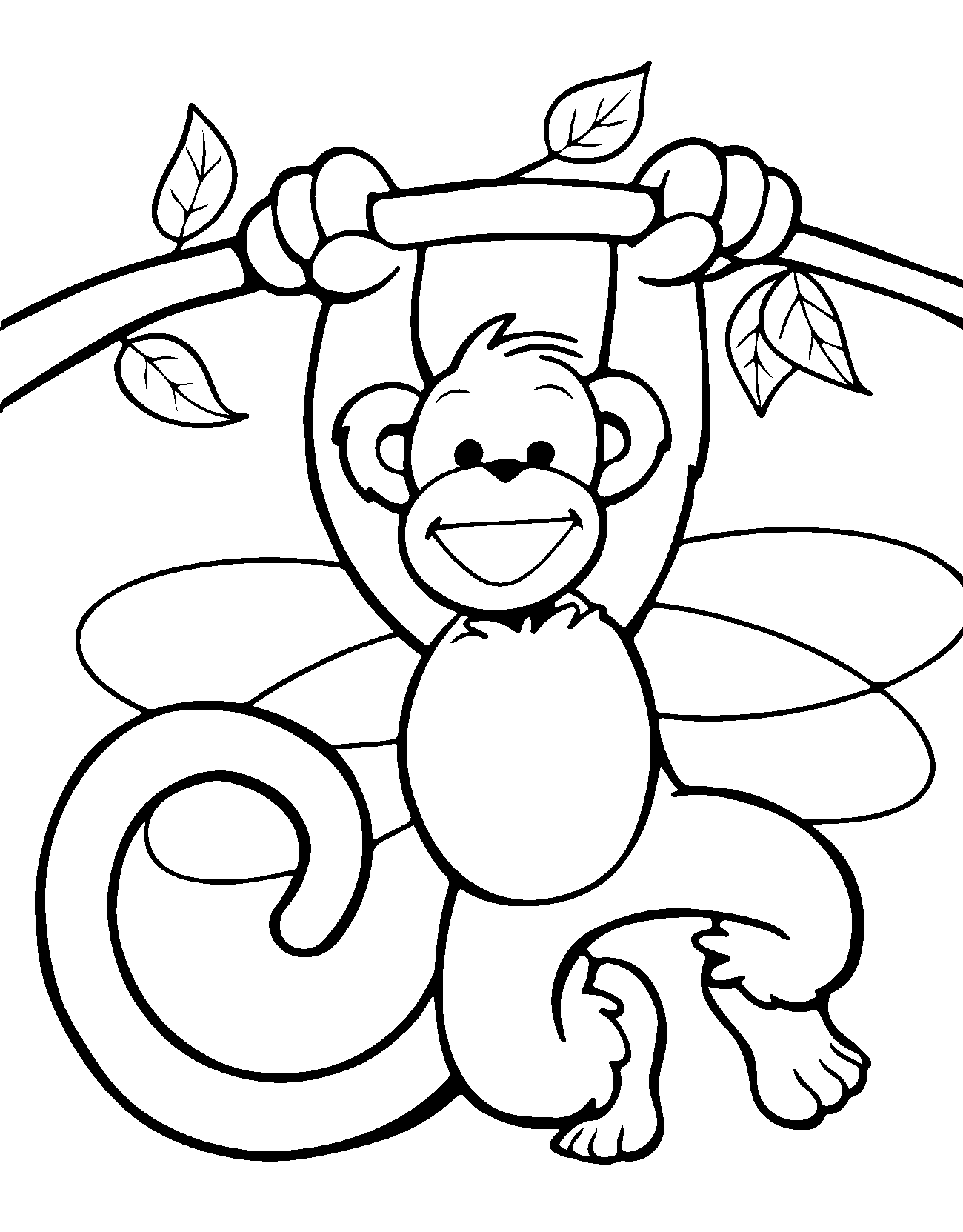 coloriage à dessiner de singe dans la savane