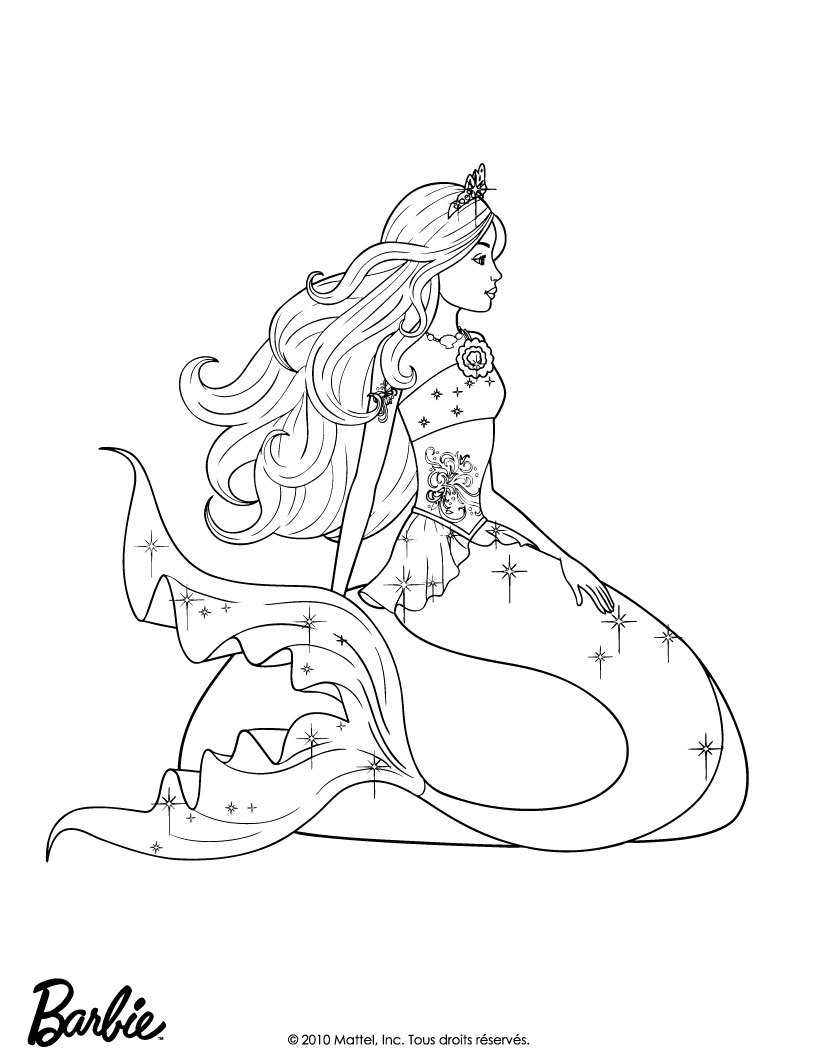 coloriage sirene barbie a imprimer