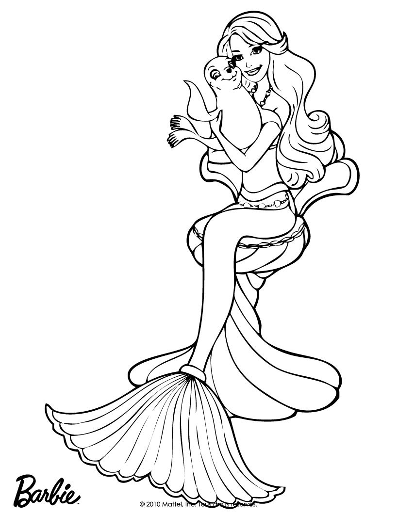 coloriage sirene barbie a imprimer