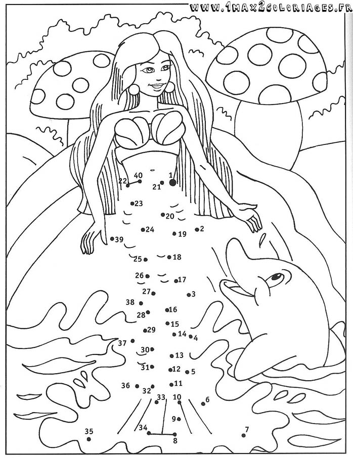 18 dessins de coloriage Sirène Et Dauphin à imprimer