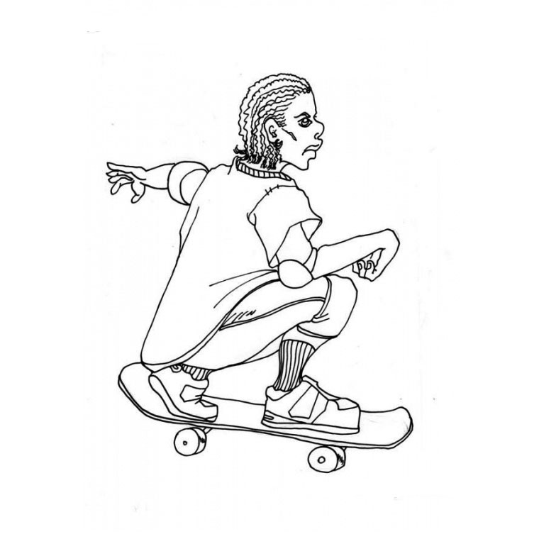 coloriage skateboard  imprimer