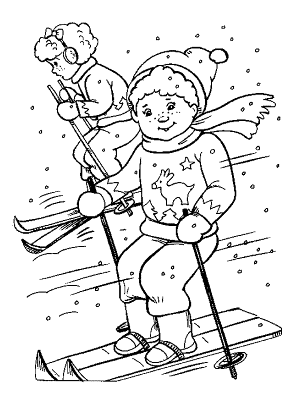 coloriage skieur de fond