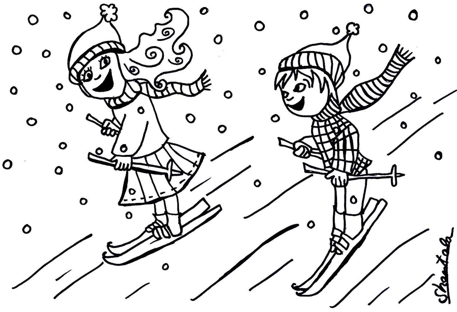 coloriage ski maternelle