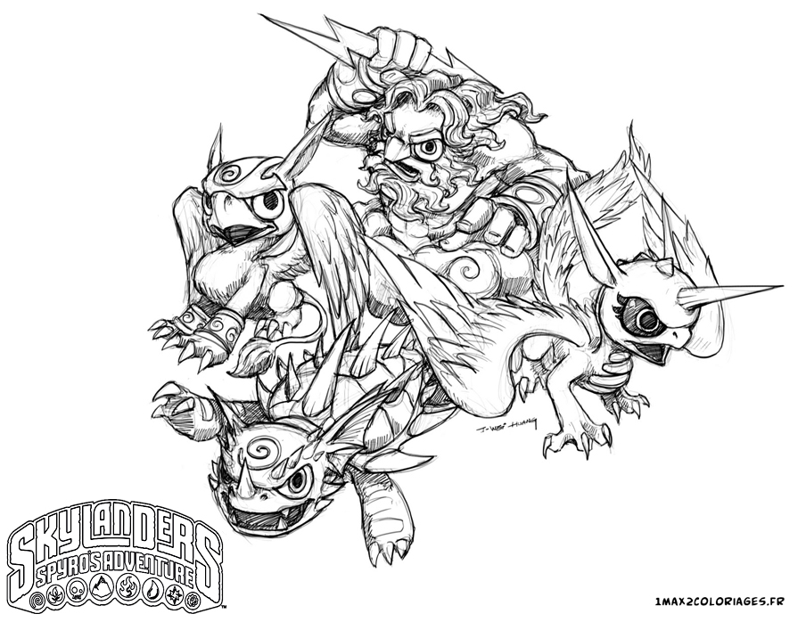 dessin  colorier a imprimer skylanders hot dog