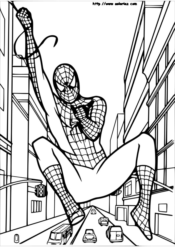 coloriage spiderman voiture