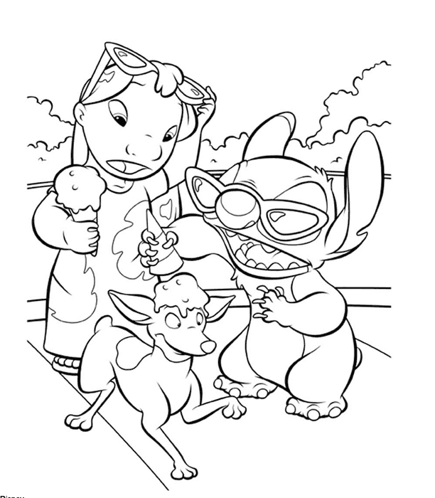 coloriage de stitch et ses cousins
