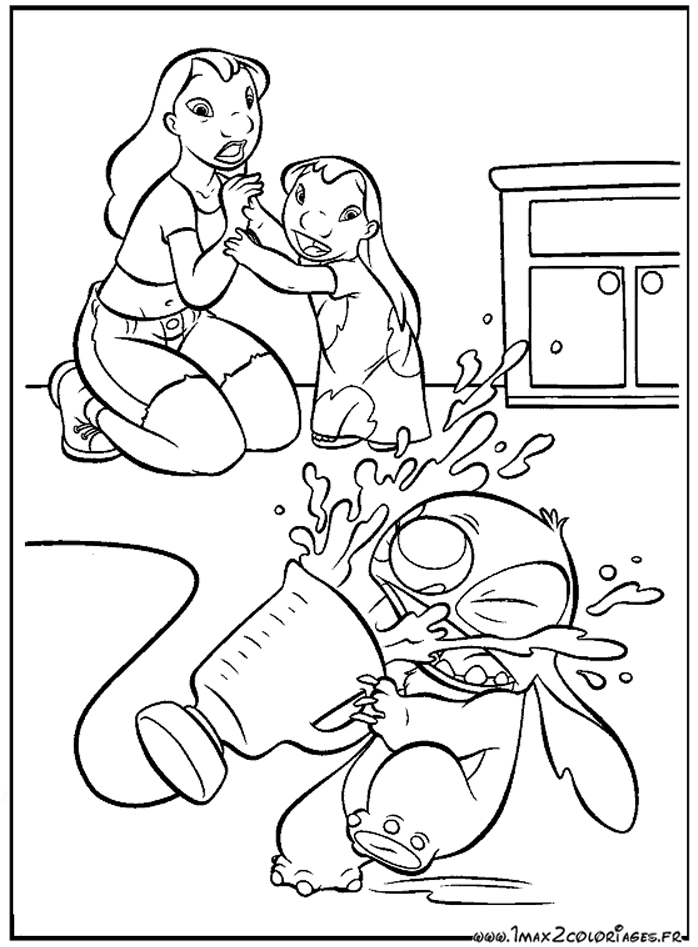coloriage de stitch et angel