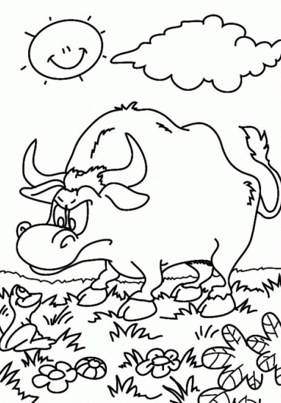 dessin � colorier taureau vache veau