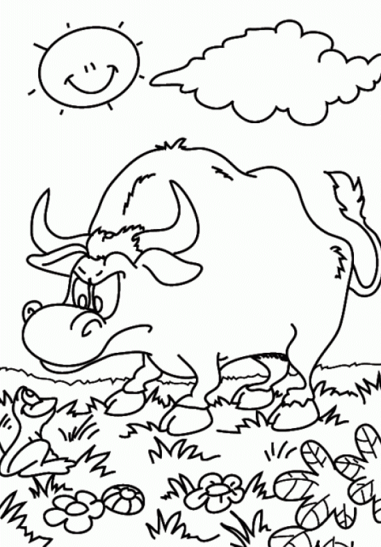 dessin  colorier taureau vache veau